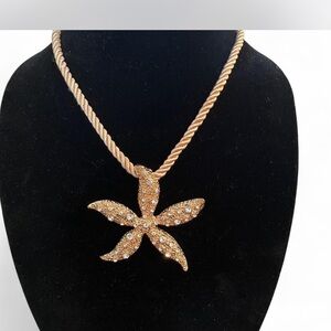 INC Gold tone Starfish with diamond accents rope necklace. 🏖️ Beach vibes